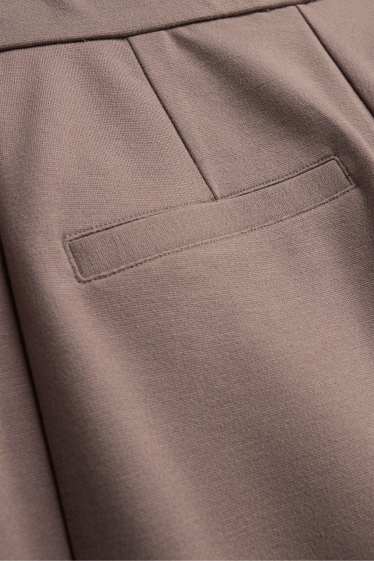 Women - Jersey trousers - high waist - barrel leg - taupe