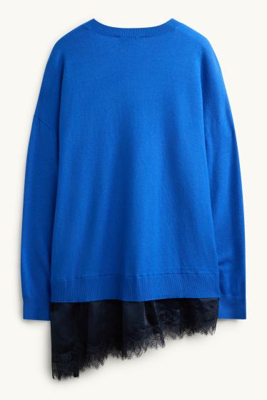 Women - Jumper - 2-in-1 look - blue / black