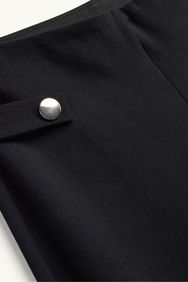 Femei - Pantaloni din jerseu - talie înaltă - wide leg - negru