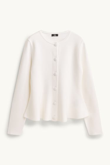 Damen - Strickjacke - schneeweiß