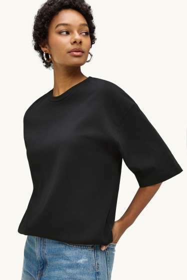 Dames - T-shirt - oversized - zwart