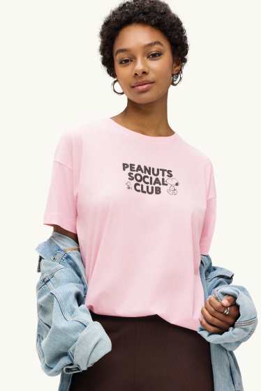 Donna - T-shirt - oversize - Peanuts - chiarorosa