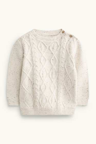 Baby Jungen - Baby-Pullover - Zopfmuster - cremeweiss