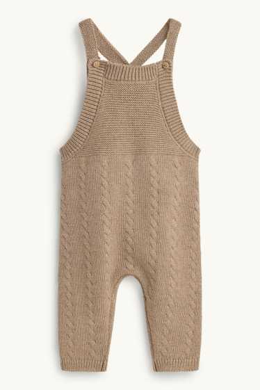 Unisex - Salopetă tricotată bebeluși - cu torsade - maro deschis