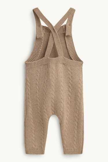 Unisex - Salopetă tricotată bebeluși - cu torsade - maro deschis