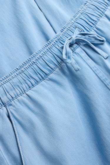 Dames - Pantalon - high waist - wide leg - denim look - lichtblauw