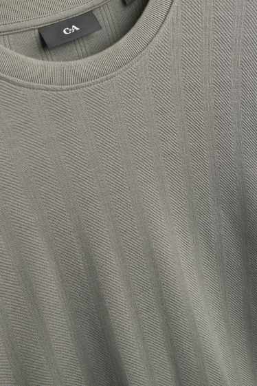 Hommes - Pull à fine maille - à rayures - gris / vert