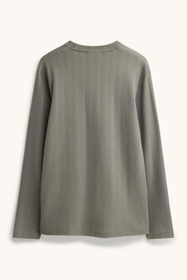 Hommes - Pull à fine maille - à rayures - gris / vert