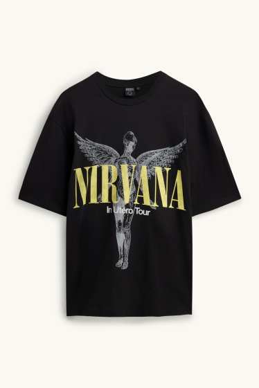 Men - T-shirt - oversized - Nirvana - black / gold
