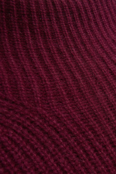 Dames - Jurk van kasjmier - straight fit - bordeaux