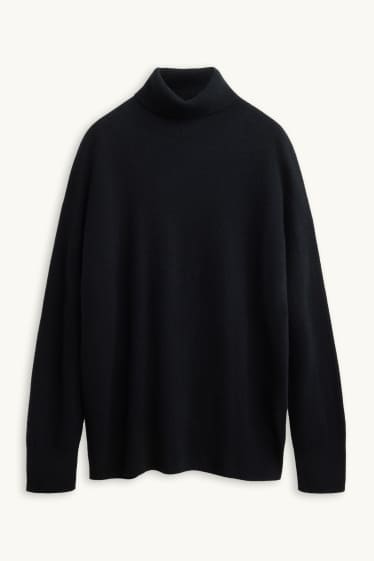 Femmes - Pull à col roulé en cachemire - noir