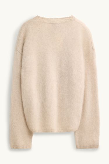 Dames - Vest van kasjmier - crème wit