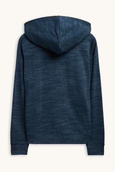Hommes - Sweat zippé en molleton avec capuche - bleu chiné