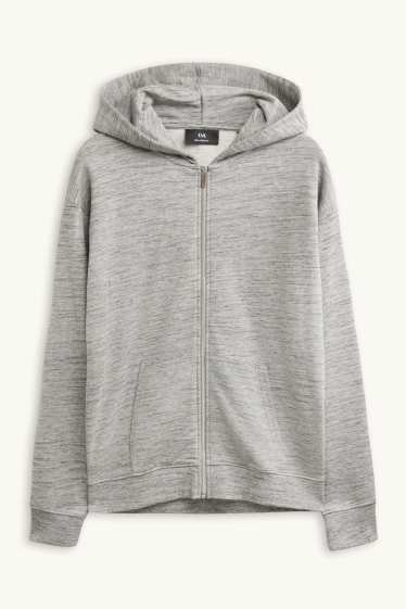Herren - Sweatjacke mit Kapuze - grau-melange