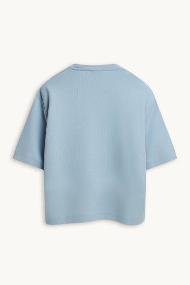 Hommes - T-shirt - relaxed fit - finition texturée - bleu clair