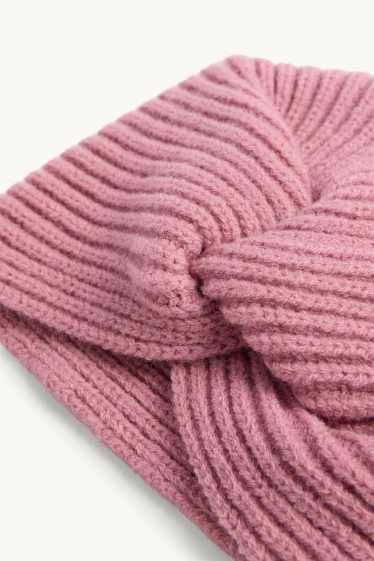 Miminka - dívky - Turbanová čepice pro miminka - žebrovaná - růžová