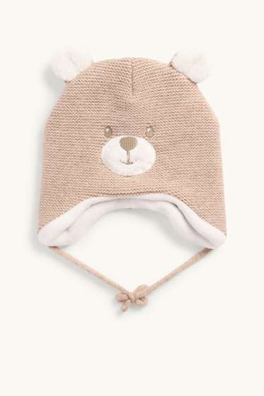 Unisex - Teddy bear - baby hat - beige