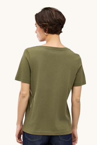Femmes - T-shirt à col V - regular fit - kaki