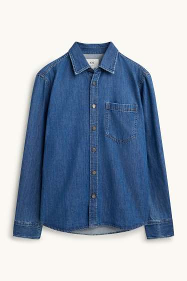 Hommes - Chemise en jean - regular fit - col kent - jean bleu