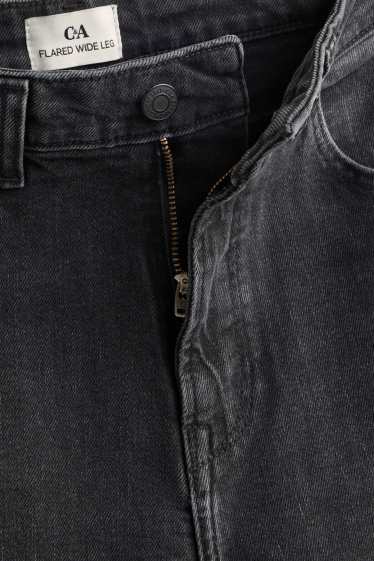 Dames - Wide flared jeans - high waist - jeansdonkergrijs