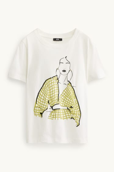 Dames - T-shirt - crème wit