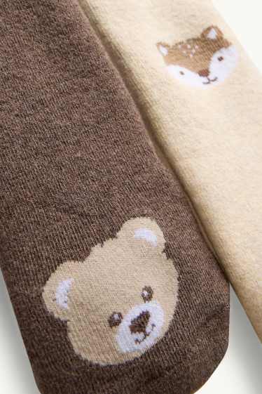 Unisex - Multipack 2 buc. - ursuleț și vulpe - pijama bebeluși - bej / maro