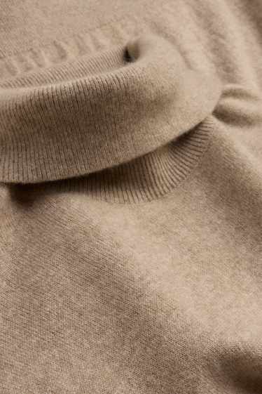 Herren - Kaschmir-Rollkragenpullover - beige-melange