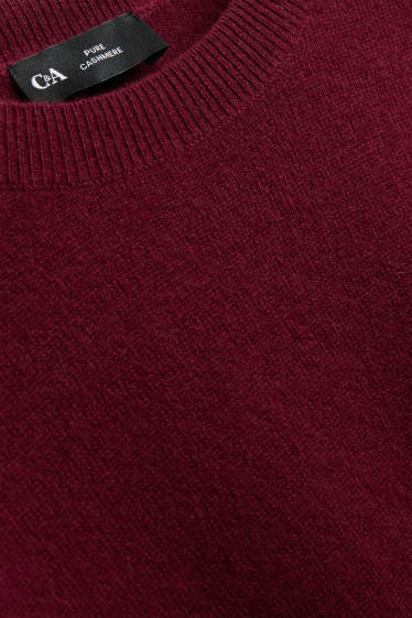 Donna - Maglione in cashmere - a maniche corte - bordeaux