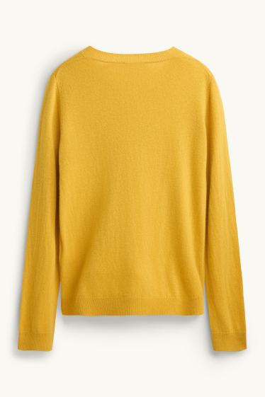 Femmes - Pull en cachemire - jaune moutarde