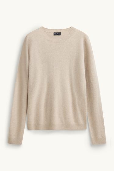 Femmes - Pull en cachemire - beige chiné