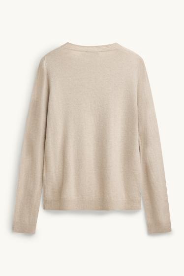 Femmes - Pull en cachemire - beige chiné