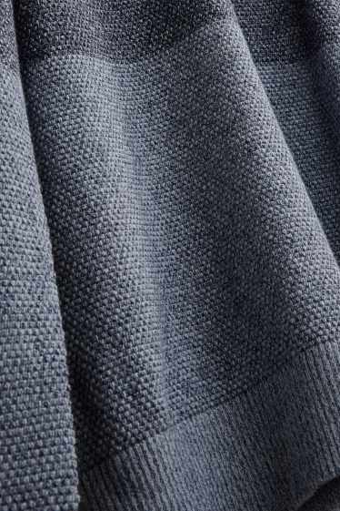 Herren - Pullover - gestreift - strukturiert - blau-melange