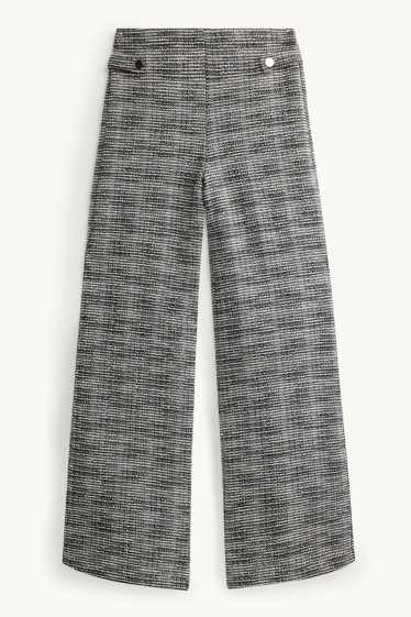 Femmes - Pantalon en finition bouclée - high waist - wide leg - gris chiné