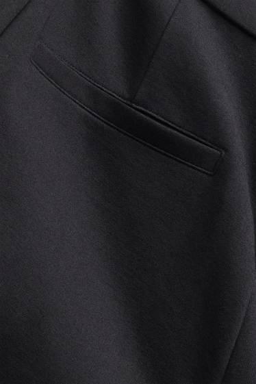 Women - Jersey trousers - high waist - barrel leg - black