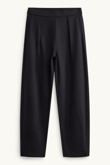 Women - Jersey trousers - high waist - barrel leg - black