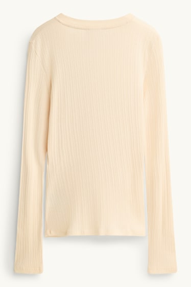 Damen - Henley-Shirt - Slim Fit - gerippt - hellgelb