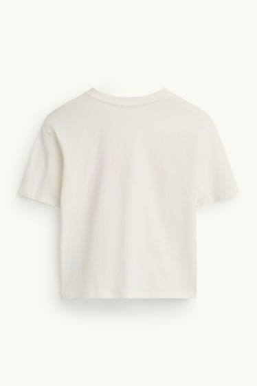 Kinderen: meisjes - T-shirt - wit / fuchsiarood