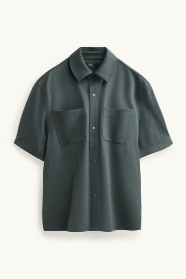 Herren - Hemd - Relaxed Fit - Kent - strukturiert - dunkelgrün
