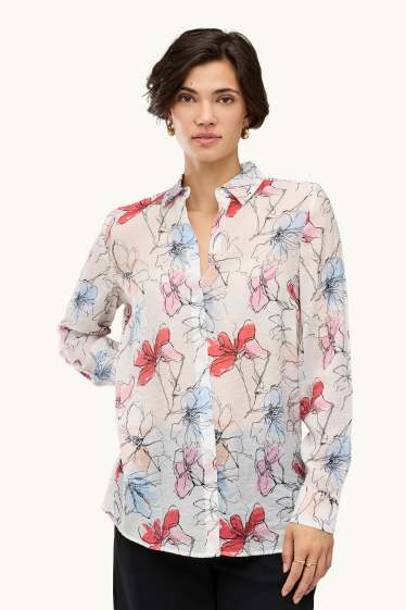 Dona - Brusa - de flors - blanc
