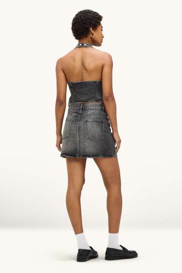 Donna - Minigonna di jeans - grigio scuro