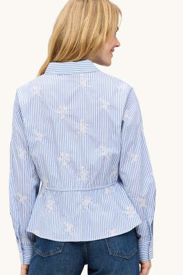 Damen - Bluse - gestreift - blau