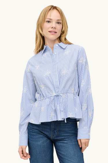 Damen - Bluse - gestreift - blau
