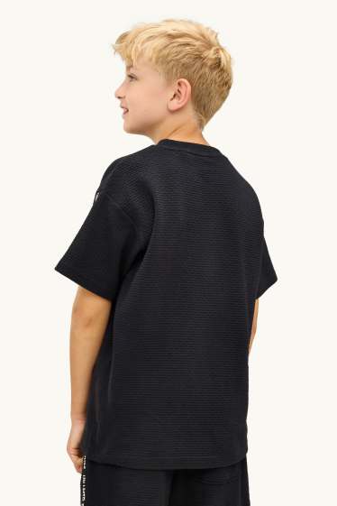 Bambini - Maglia a maniche corte - tessuto tramato - nero