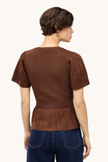 Damen - Strickjacke - braun