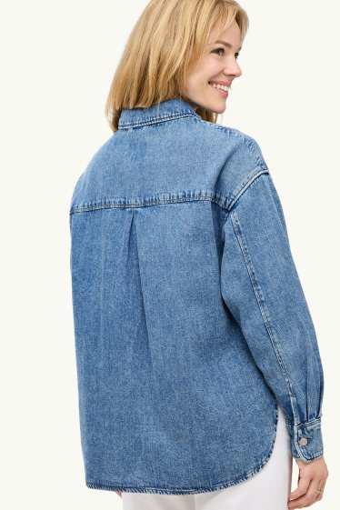 Women - Denim shirt blouse - blue denim