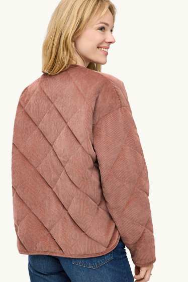 Damen - Cord-Steppjacke - rostbraun