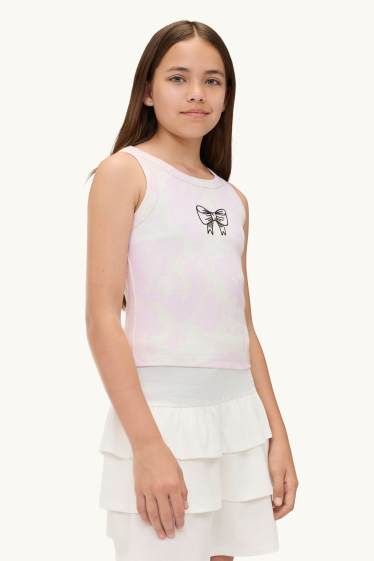 Enfants filles - Nœud - haut - à motif - violet / blanc