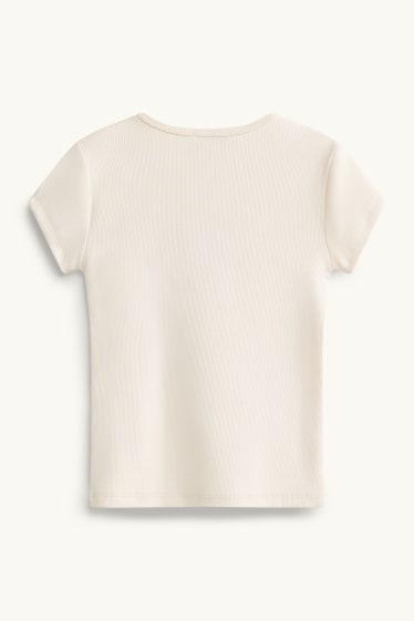 Kinderen: meisjes - T-shirt - crèmekleurig