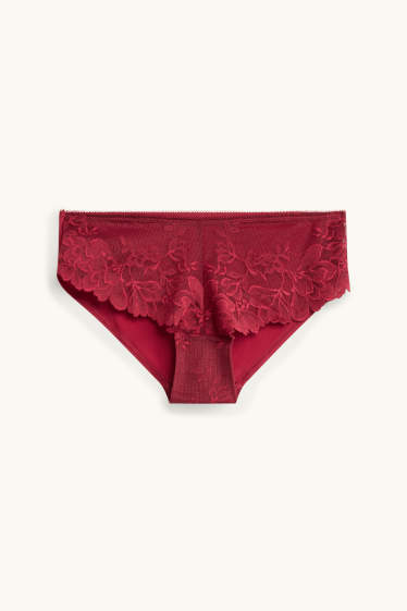 Femmes - Shorty - rouge foncé