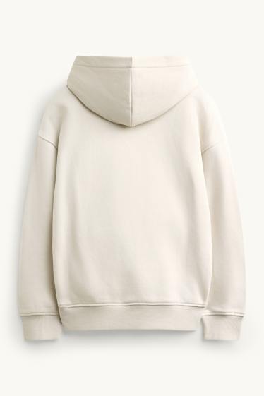 Kinder Jungen - Hoodie mit applizierter Tasche - cremeweiss